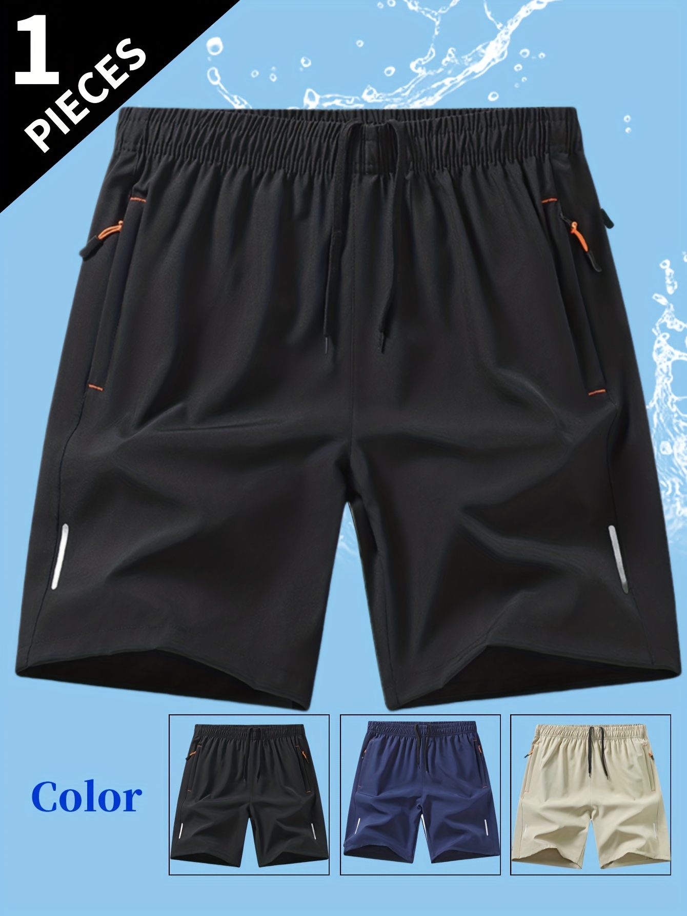 summer   shorts made from cool polyester fabric quick drying and breathable   camping hiking cycling and running workouts featuring practical and stylish zippered pockets