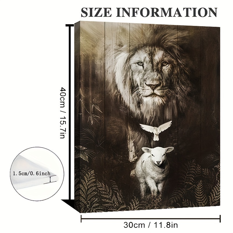 TEMU Impression sur toile cadre - art mural de lion et symbolisant la paix, impression inspirée par la religion, toile imprimée à haute qualité pour