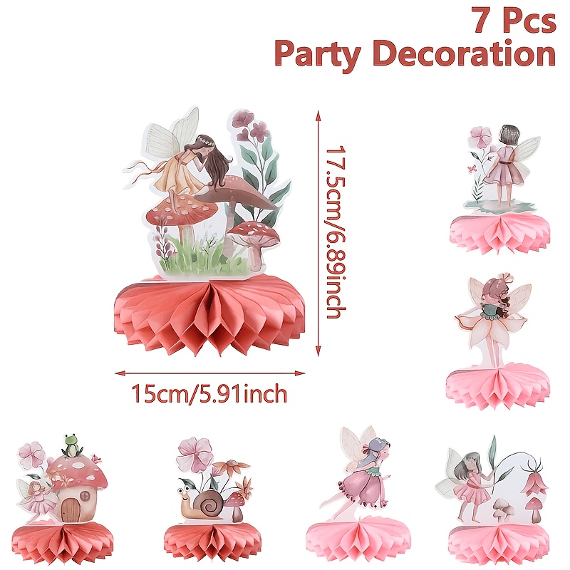 TEMU Juego de 7 piezas de adornos de escritorio de panal de , de mesa para comedor, de mesa de escritorio de rosa, de mesa de de , decoraciones para
