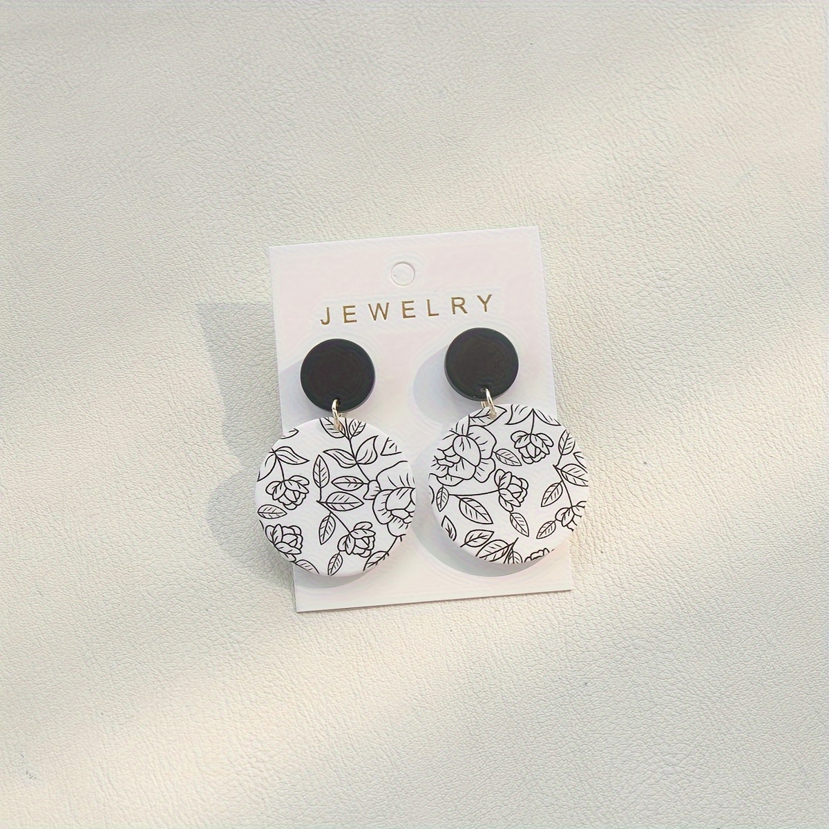 Chic Black & White Floral Graffiti Acrylic Dangle Earrings - Stainless Steel Posts, Parties & Festivals