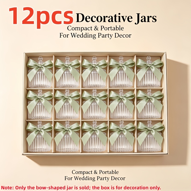 TEMU 12pcs Set With 12 Detachable Light Green Butterflies | Gift For Her/him | Elegant Light Green Ribbon Acrylic Gift Jar | Classic Wedding Guest