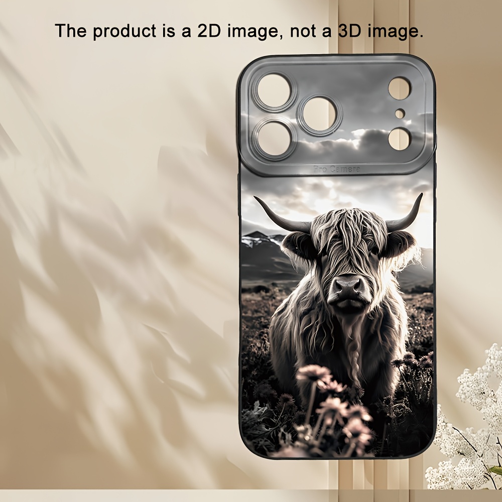 TEMU Phone Case - Phone Case Featuring A Highland Cow Design, Compatible With For Iphone 17 Through 11, Including Xs, Xr, X, Plus, Pro, And Promax. A