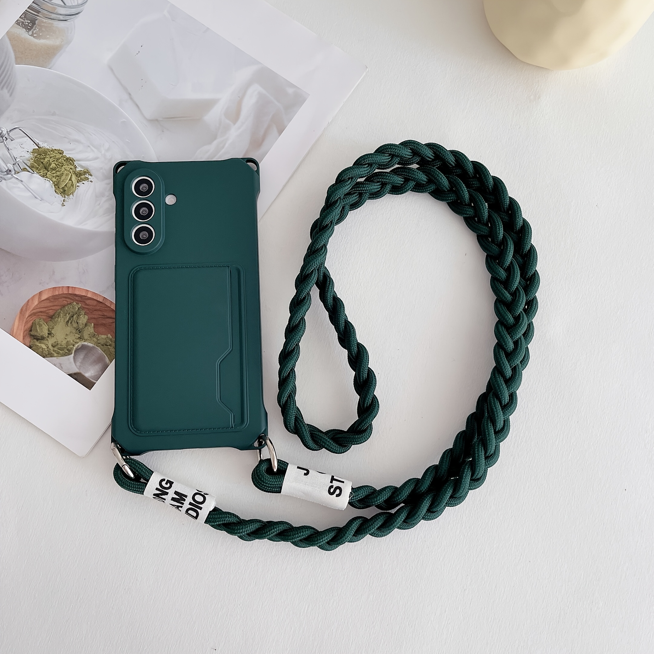 TEMU Phone Case: For 's New S25uitra 4 Corner Anti Drop Liquid Card Phone Case With Braided Rope, Back, Convenient For Hanging When Going Out