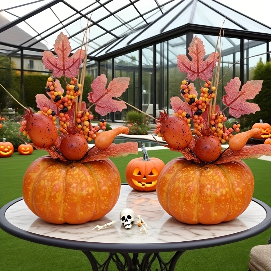 TEMU Small Pomegranate Pumpkin Ornaments, And Pomegranate Fruits - Suitable For Room Types, Table Decorations, Halloween, Labor Day Decorations