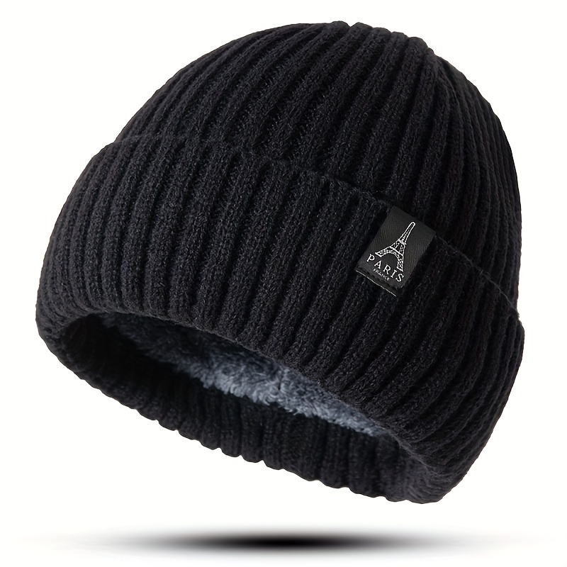 TEMU Knit - Warm, Thick Fleece-lined, Windproof Skull   For | Soft & Comfortable For Cold Fall/