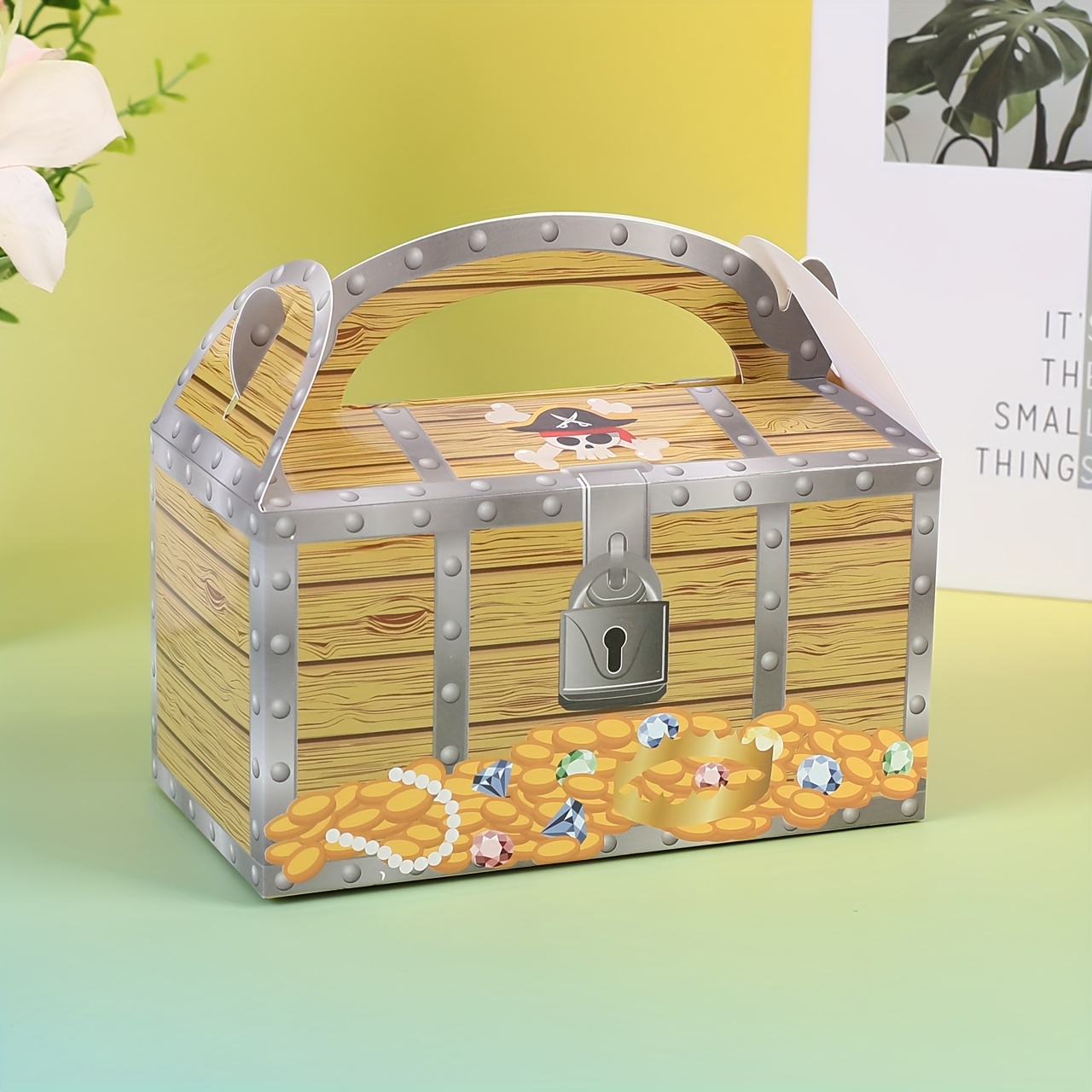 E-shop 8/16 Stk. Piratenschatzkiste, Piratenkarte Partygeschenksbox, Geeignet für Abschlussfeier, Geburtstag, Erstkommunion Geschenke mit Griffen,