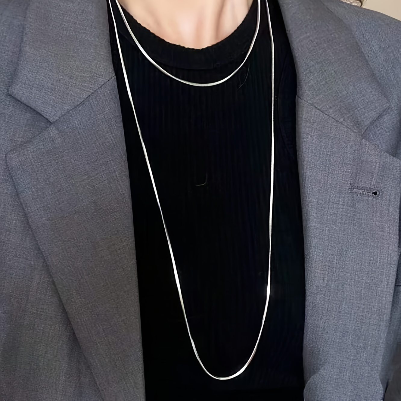 TEMU 1 pièce de chaîne de pull , simple, polyvalente et haut de gamme de 120 cm en acier inoxydable, chaîne , collier long, accessoire de bijoux pour