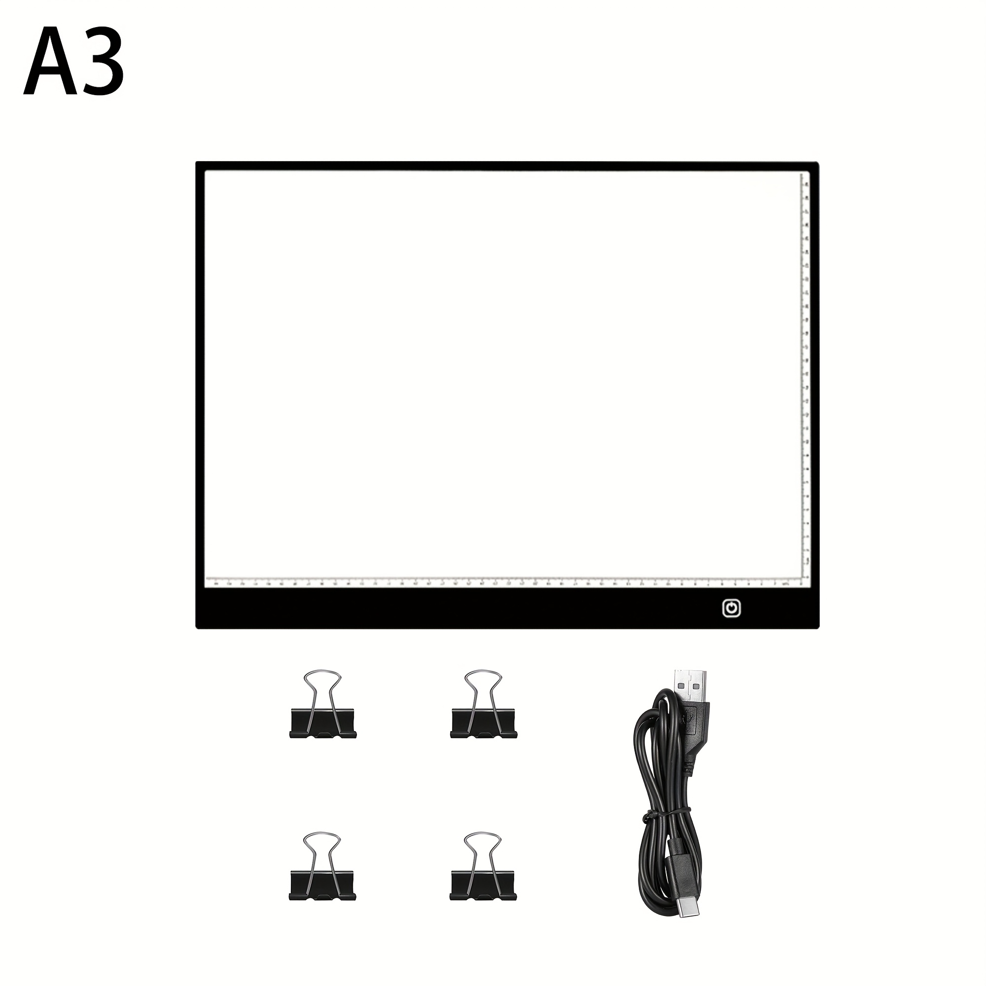 Extra Large A2/A3/A4/A5 LED Drawing Board, 3-Level Brightness Uniform Eye Protection with Ruler Border Tracking Light Box, Suitable for 5D Diamond Art Painting | Anime | Sketching | Line Work Professional Art Desk, USB Powered, No Battery Included, Comes with Clips, Multiple Colors Available