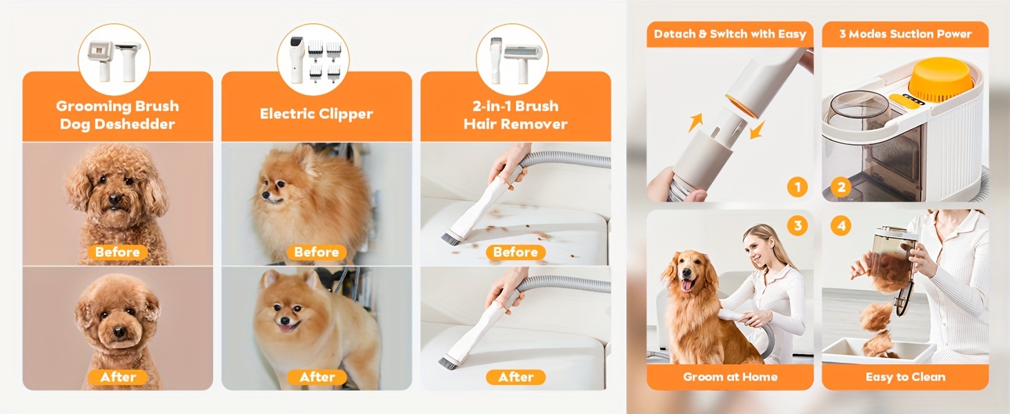 [Vacuum for Pet Grooming] Dog Grooming Vacuum Kit, Pet Grooming Vacuum