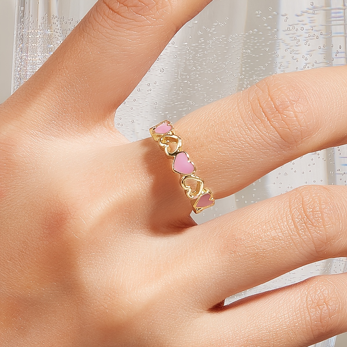 Elegant Cute Hollow Heart-shaped Ring, Alloy, Perfect For Daily Wear Or Gift, Valentine's Day Jewelry