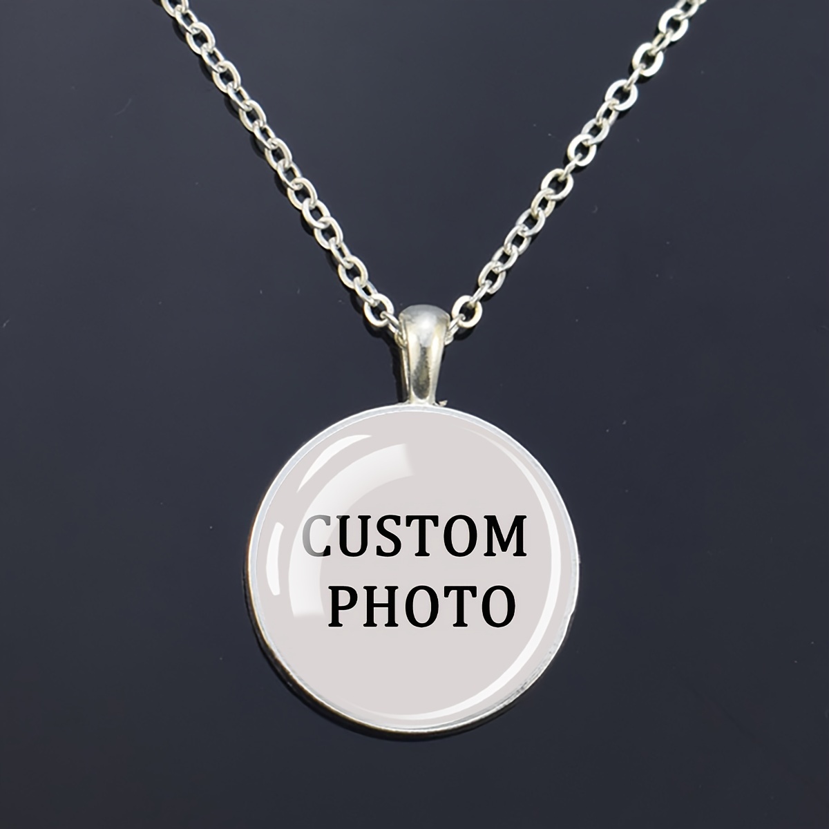 TEMU [customized]1pc Customized Necklaces Personalized Picture Image Photo Glass Dome Pendant Chains Necklace For Men And Women Custom Jewelry Gift