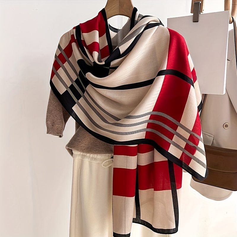 

Multicolor Striped Scarf Elegant Style Thin Warm Shawl Autumn Winter Coldproof Cozy Inelastic Scarf For Women