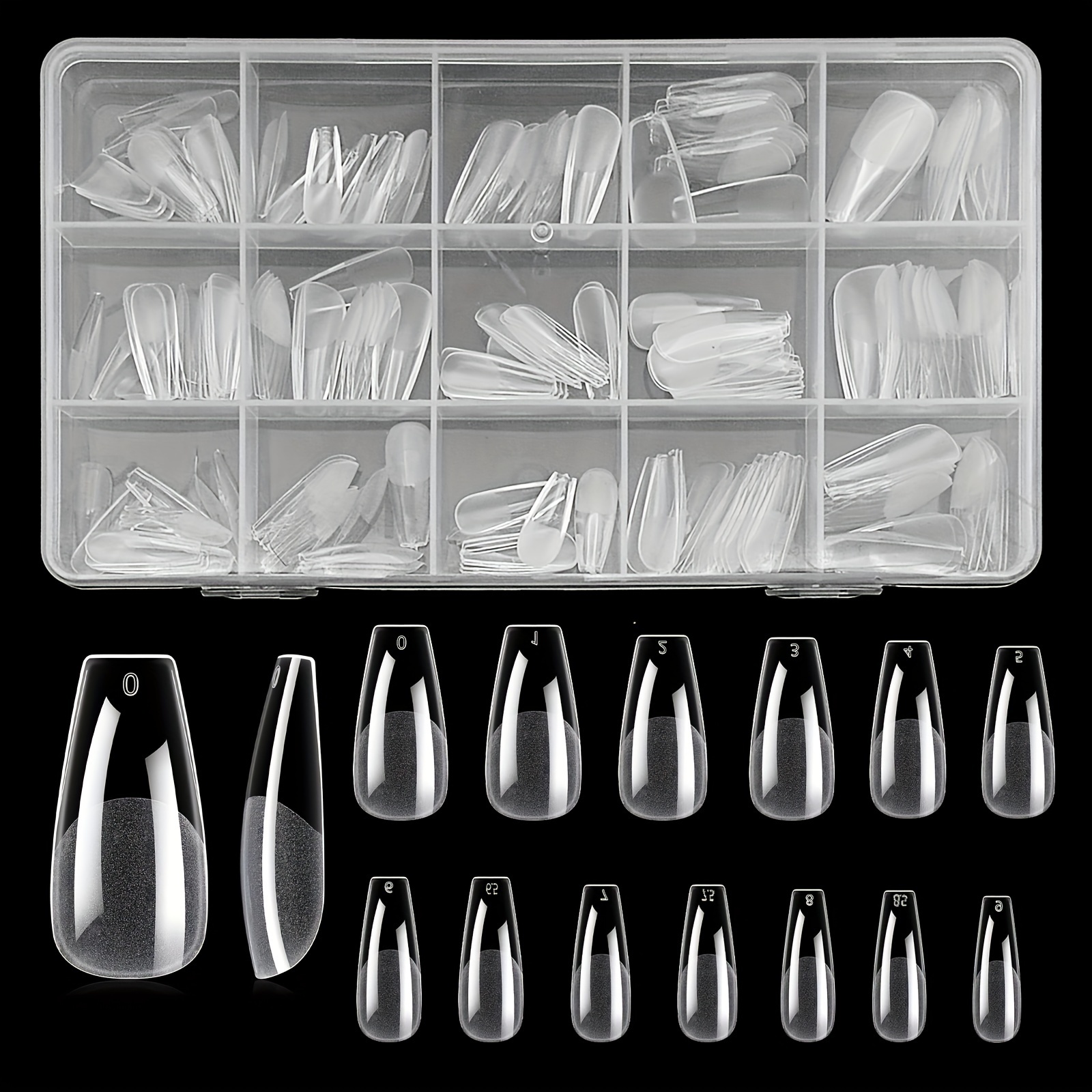 

240pcs/box Medium Coffin Nail Tips Soft Gel Half Matte Full Cover Medium Long Nail Tips Clear Acrylic Pre-shaped Nail Tips 13 Sizes False Press On Nail Tips For Extension Nails Manicure Salon Diy