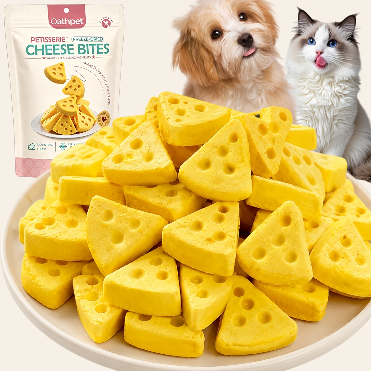 oathpet premium freeze dried cheese   for dogs cats   chicken cheese high protein training rewards daily snacks 37 count Product details 1