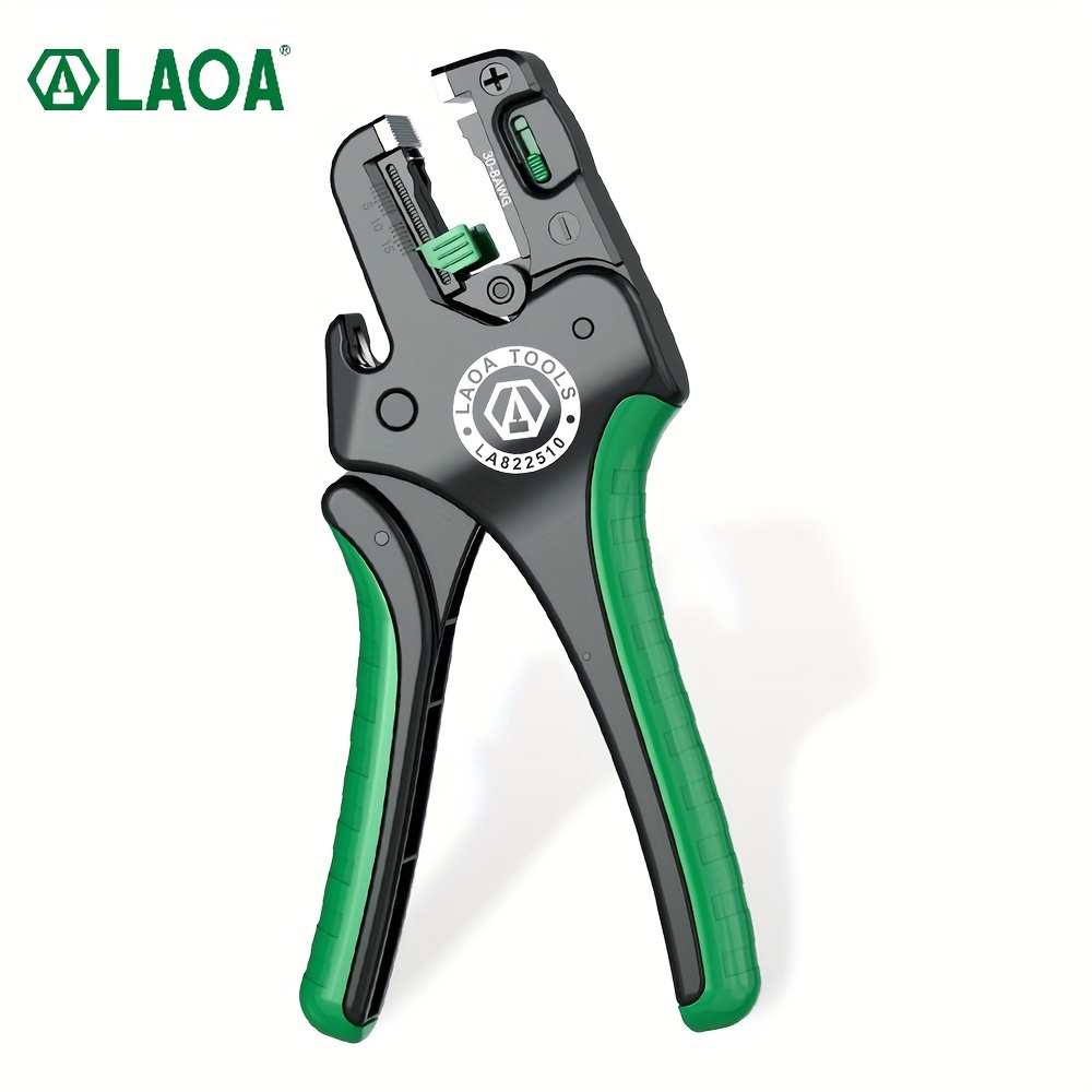 

Laoa Automatic Wire Stripper, Multifunctional Cable Stripping Tool, Stainless Steel Fast Wire Cutter With Tension Adjustment And Clamping Tooth Pattern For Electrical And Diy Use - Green