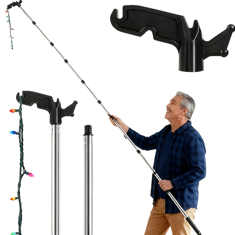 Image of 10-section Extendable Telescopic Pole Set - Christmas Light Hanger & Multi-use Tool For Hanging String Lights, Clothes, Decorations, With 10--foot Extension Poles