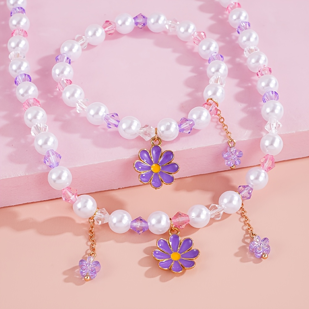 2pc Flower Enamel Pendant Set
