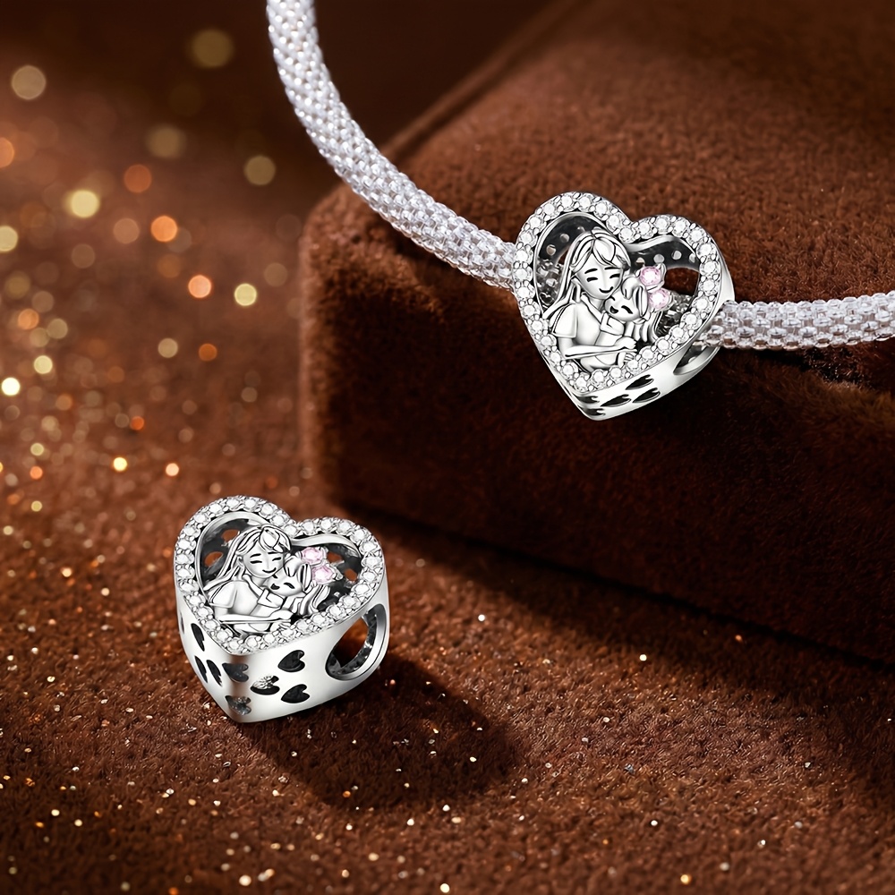 Silver Plated Loving Mother and Daughter Charm Pendant