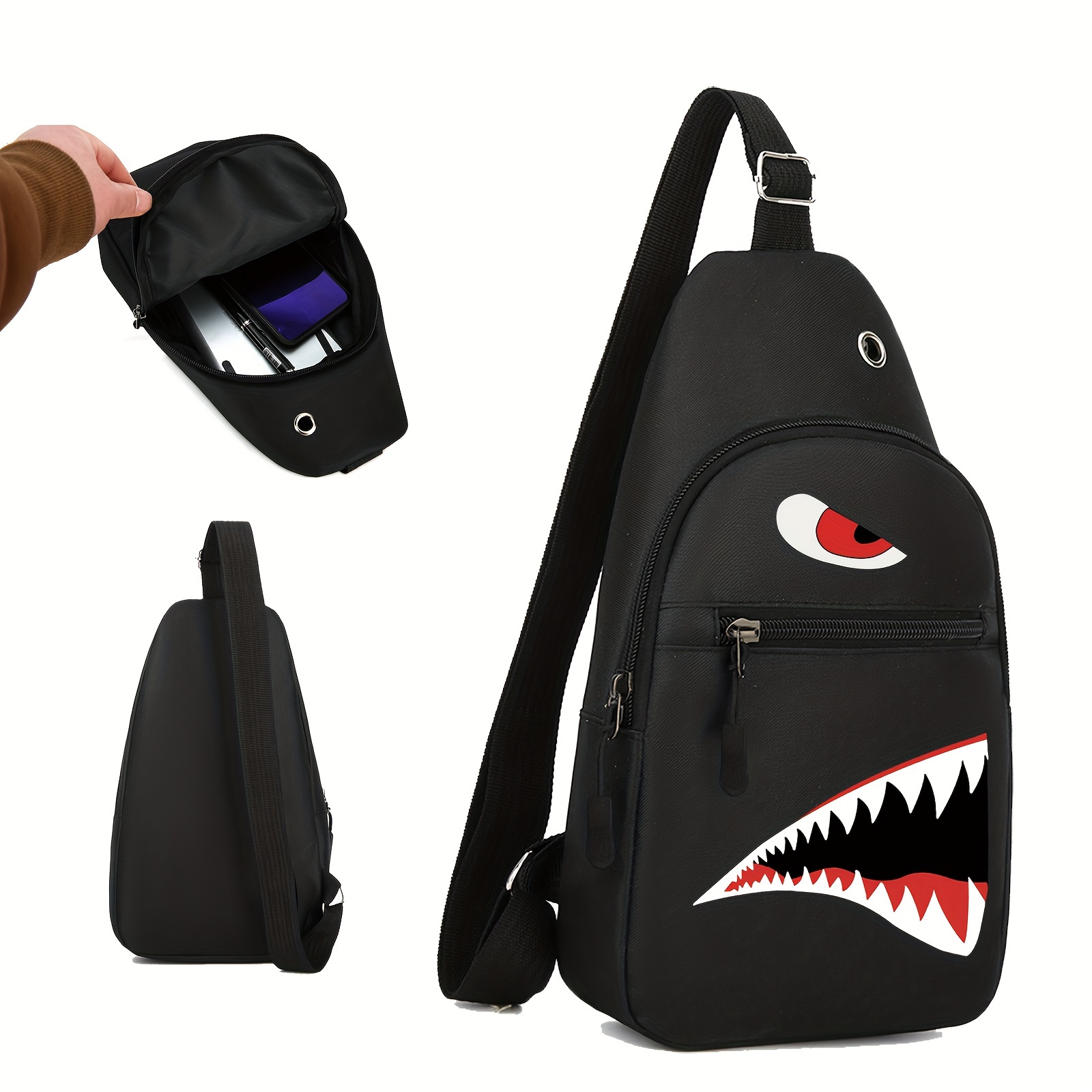 

Shark Sharp Teeth Chest Bag For Men, Portable Lightweight Phone Bag, Shoulder Bag For Cycling Urban Strolling