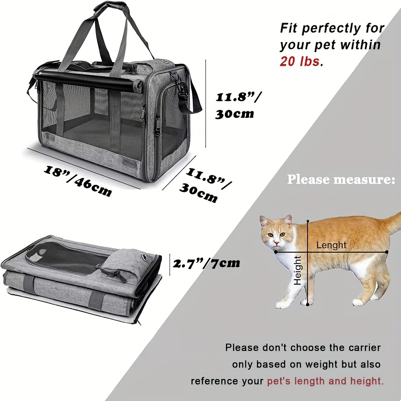 airline approved soft sided medium cat small dog carrier durable breathable collapsible travel crate with privacy panels zipper closure   interior ventilation mesh portable pet kennel for airplane car vet   easy to carry po