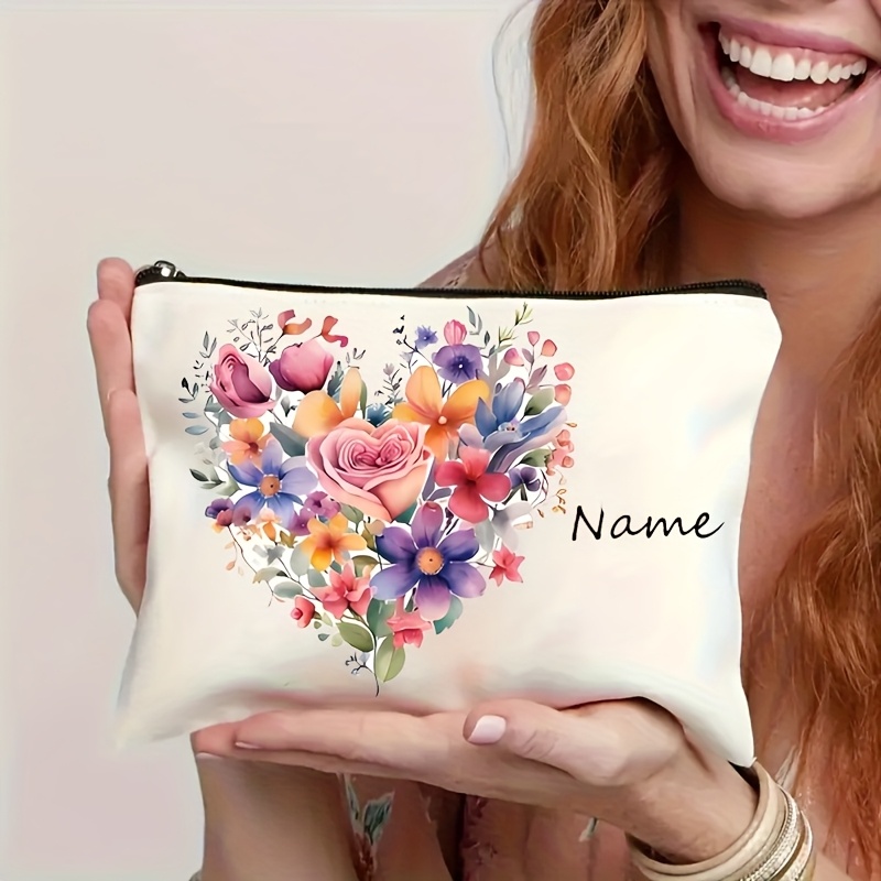 TEMU Bolso de Personalizado 1pc con Diseño Romántico de , o Texto de Vacaciones, Cierre de Cremallera de Nylon, Correa con de Moda, Bolsa de Viaje
