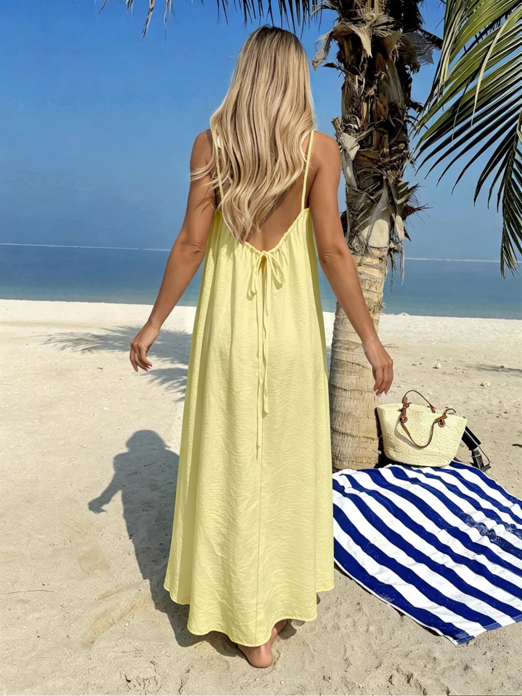 loose fitting backless dress loose fitting backless dress lace detail spaghetti straps in