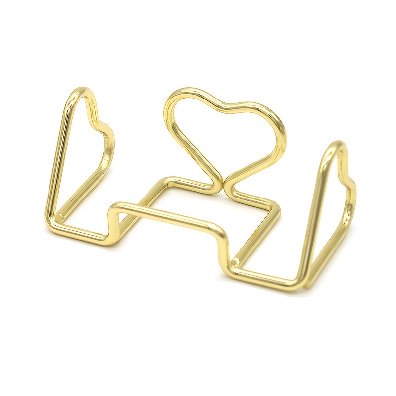 Image of 1pc Heart-shaped Creative Desktop Business Card Holder, Vertical Card Display Stand, High-end Hotel Metal Business Card Rack