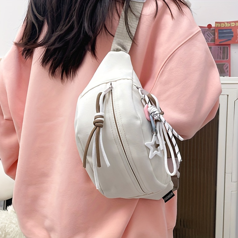 TEMU Nylon Casual Bag Women's 2024 Crossbody Bag Back Women's Sports Chest Bag Niche Versatile Ins Waist Bag 1pc