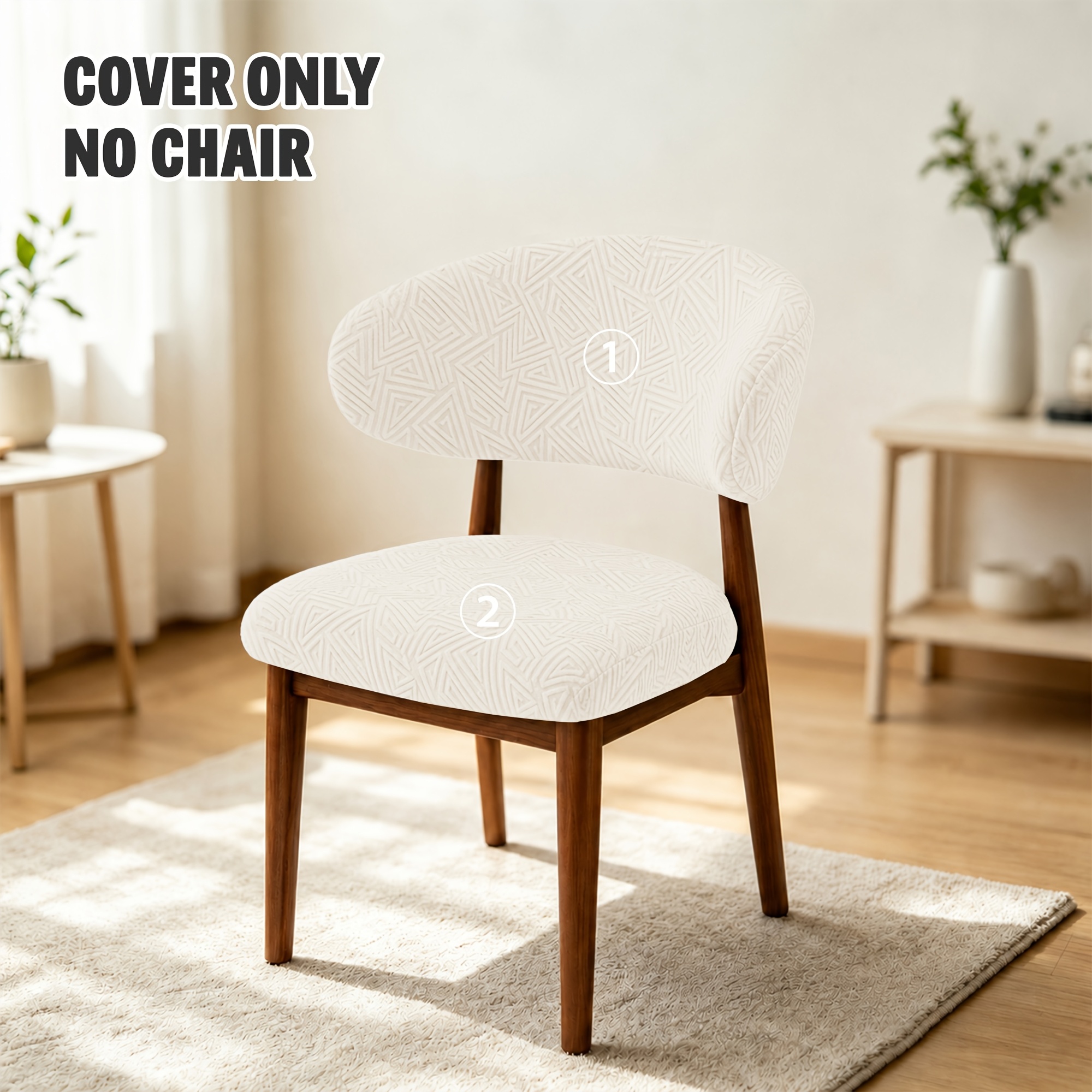 TEMU Lot de 2 housses extensibles triangulaires à motif floral jacquard pour chaise à ailé, housses de chaise de salle à manger fendues
