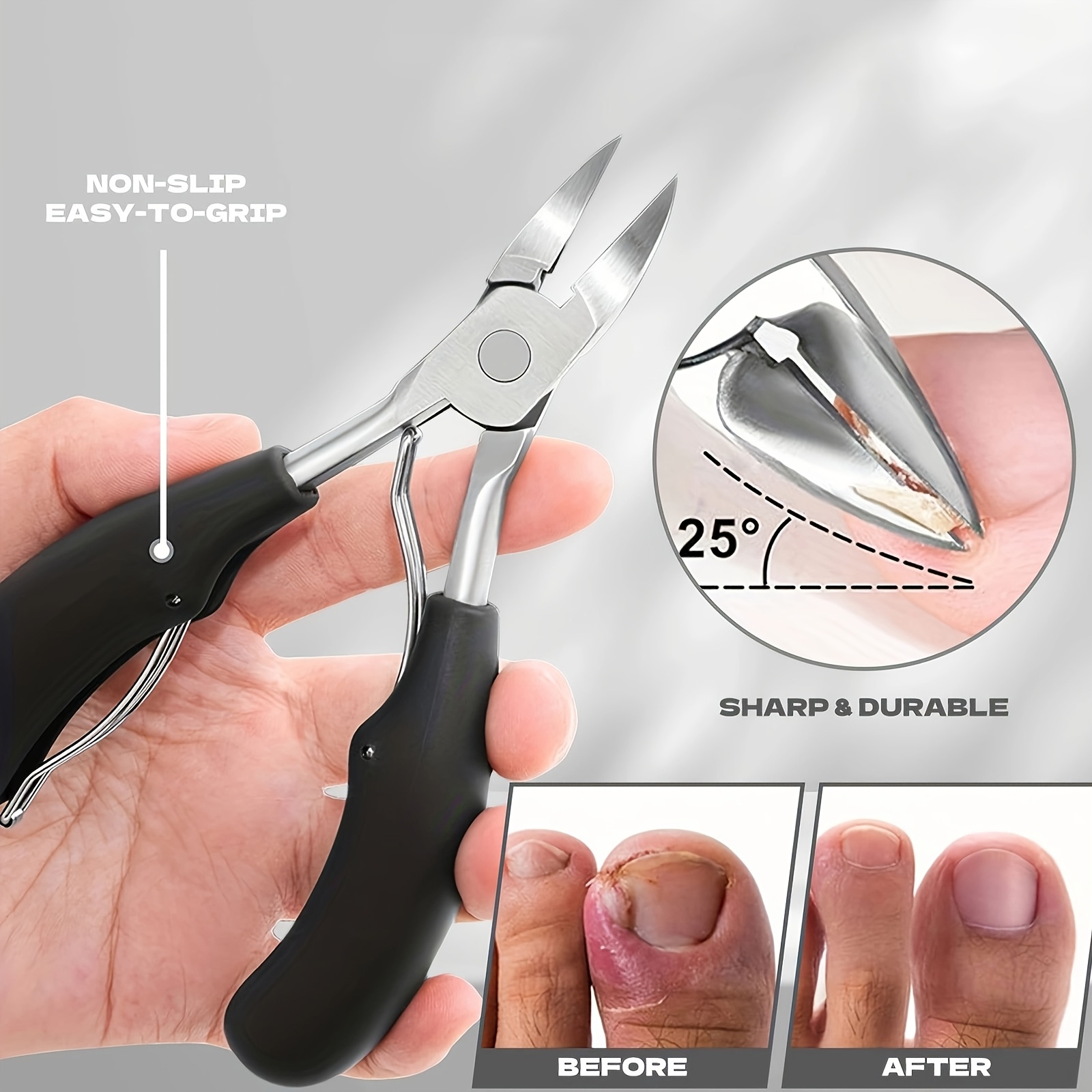 6pcs thick nail clipper set heavy duty podiatrist grade featuring   stainless steel     men and adults Product details 3