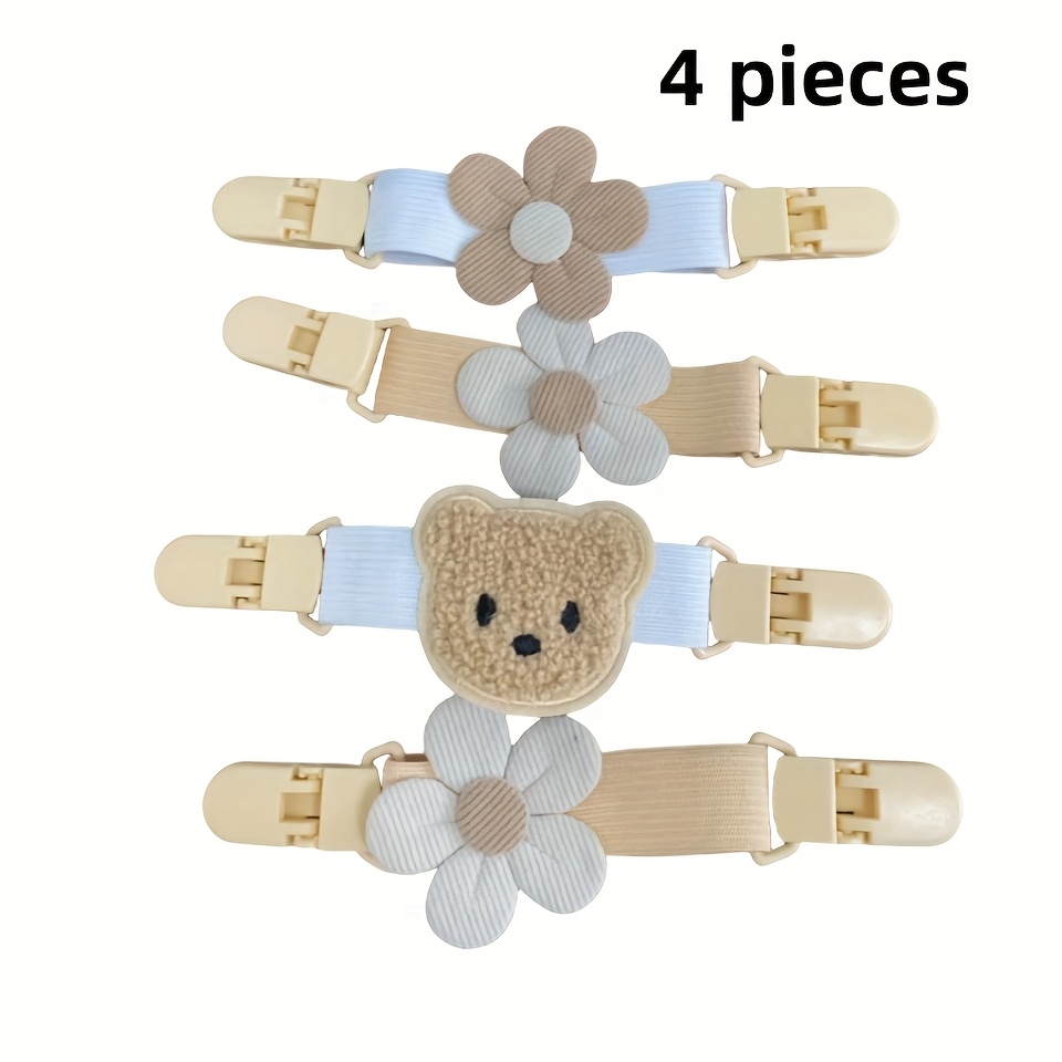 TEMU 4pcs Cute Floral Elastic Non-slip Shoulder Strap Clips - , 6.3 Inches, Plastic With Elastic, Non-slip, Great For Photos And Storage Solutions,