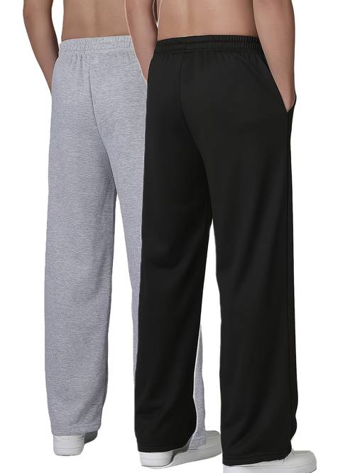 2pcs mens casual wide leg outdoor sports pants non stretch polyester fiber solid color machine washable suitable for hiking and outdoors autumn winter flat shoes