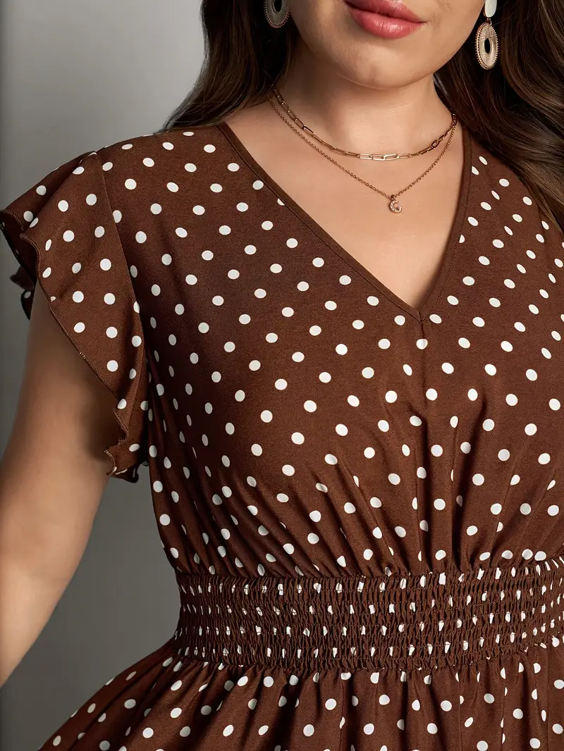 brown polka dot dress plus size Womens Yours Curve Brown Limited Polka Dot Dress 22
