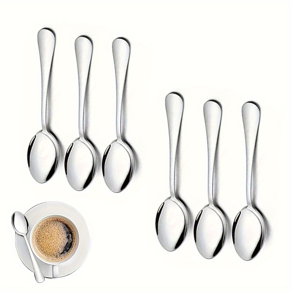 E-shop 6er-Set Kaffee-Löffel aus Edelstahl (5.39 Zoll), hochglanzpoliert, Kaffee-Löffel, Tee-Löffel, modernes Löffel-Set, leicht zu reinigen,