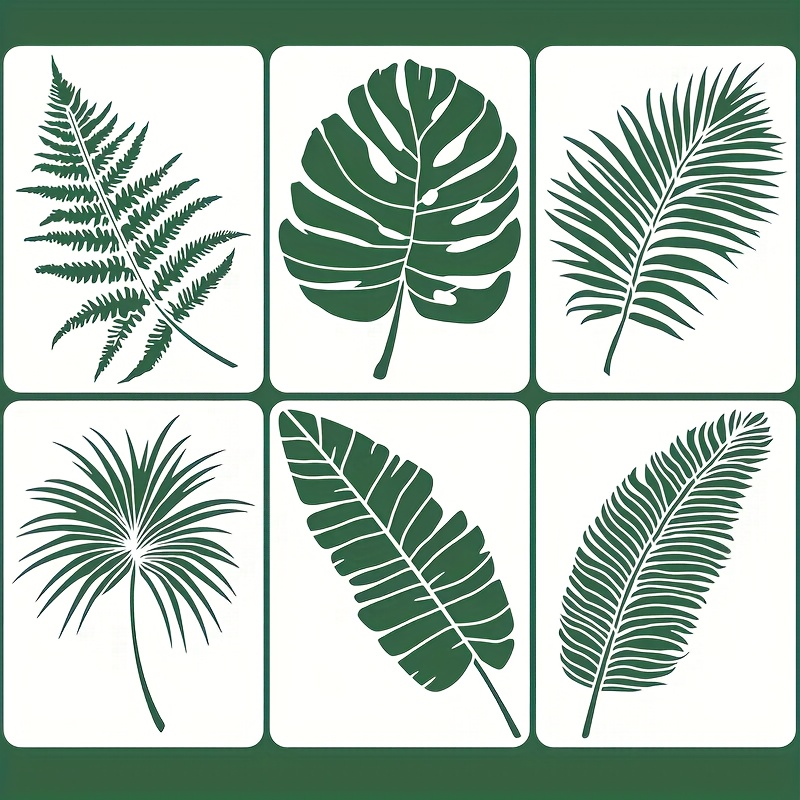 TEMU 6 pezzi di di foglie grandi 16 X 12 pollici, per pittura murale a foglia di , di disegno in plastica per piante tropicali per la decorazione
