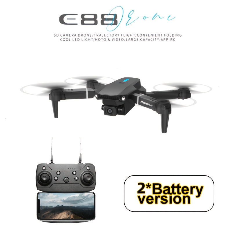FACEGLE E88 Dron z Podwójnymi Kamerami, Akumulator 500mAh, Pozycjonowanie Optyczne, Start/Lądowanie Jednym Przyciskiem, Maks. Prędkość 4m/s, Wysokość 50m, 480P HD Video, Wi-Fi Sterowanie, Przenośny dla Początkujących do Użytku Wewnętrznego/Zewnętrznego - Idealny na Prezent Świąteczny, Halloween, Dziękczynienie, Nowoczesna Konstrukcja Drona, Wytrzymała Budowa, Mini Dron, Samolot Modelowy