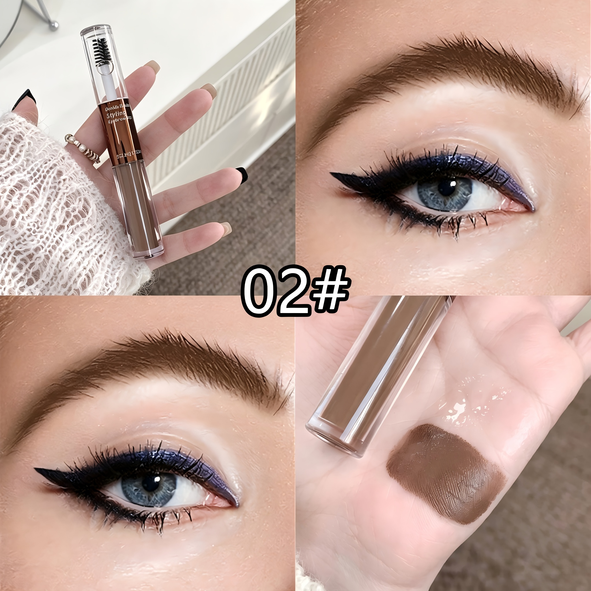 Image of Dual-end Shaping Tinted Eyebrow Gel, 4-color Long-lasting Vivid Waterproof Sweatproof, Natural Lightweight Texture Smooth Coverage, Fine Brush Head Precise Application, Easily Wild Brows, Holiday Gift