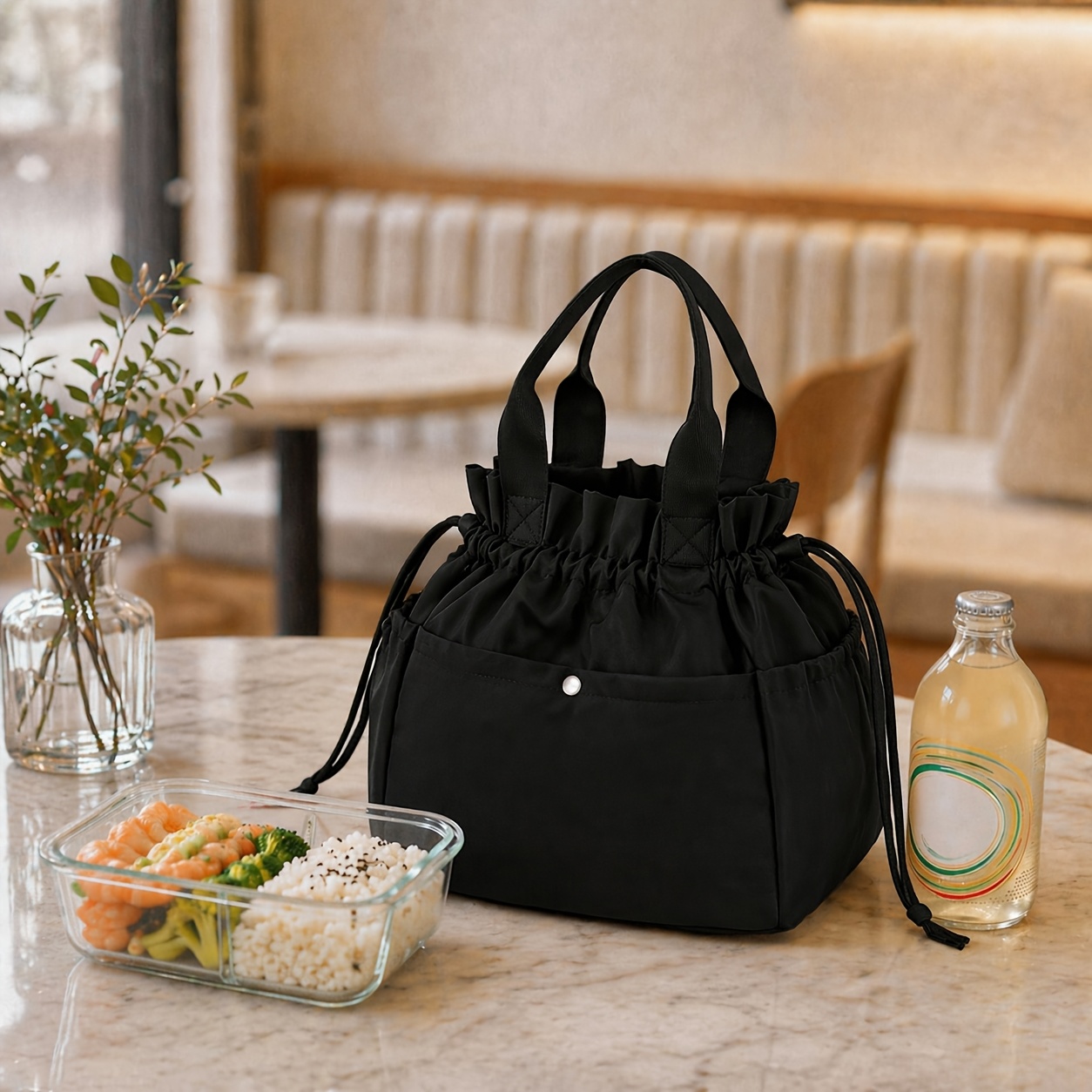 TEMU Borsa termica con coulisse , borsa da in stile , borsa per portatile di grande capacit�, adatta per scuola, ufficio, campeggio, picnic. (Non al