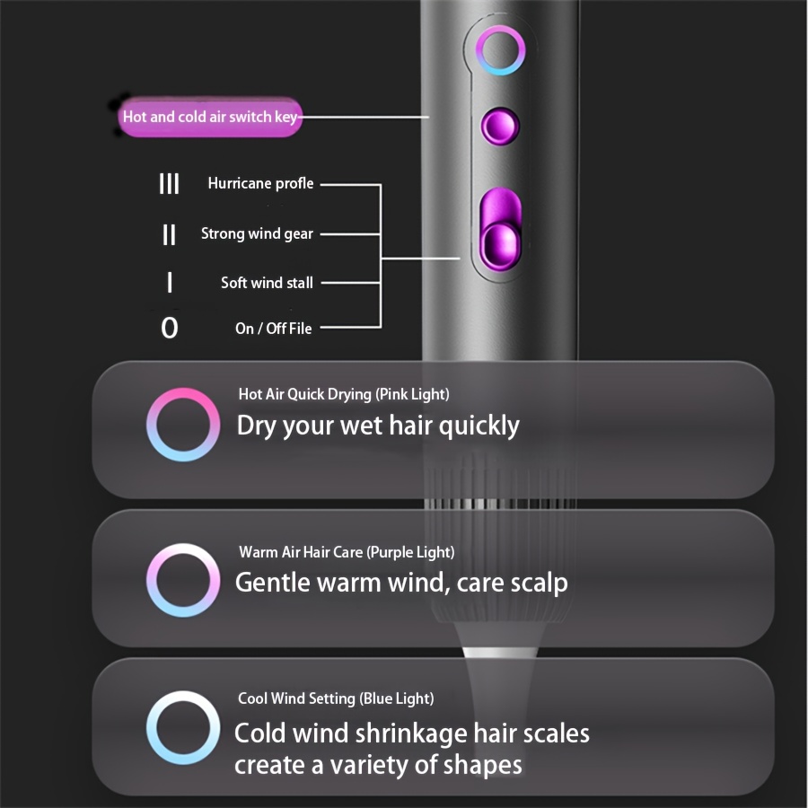 powerful 2400w ion hair dryer high speed temperature gale 3 gear adjustment carrying hot and cold wind switch for straight and curly hair and hair salon use details 6