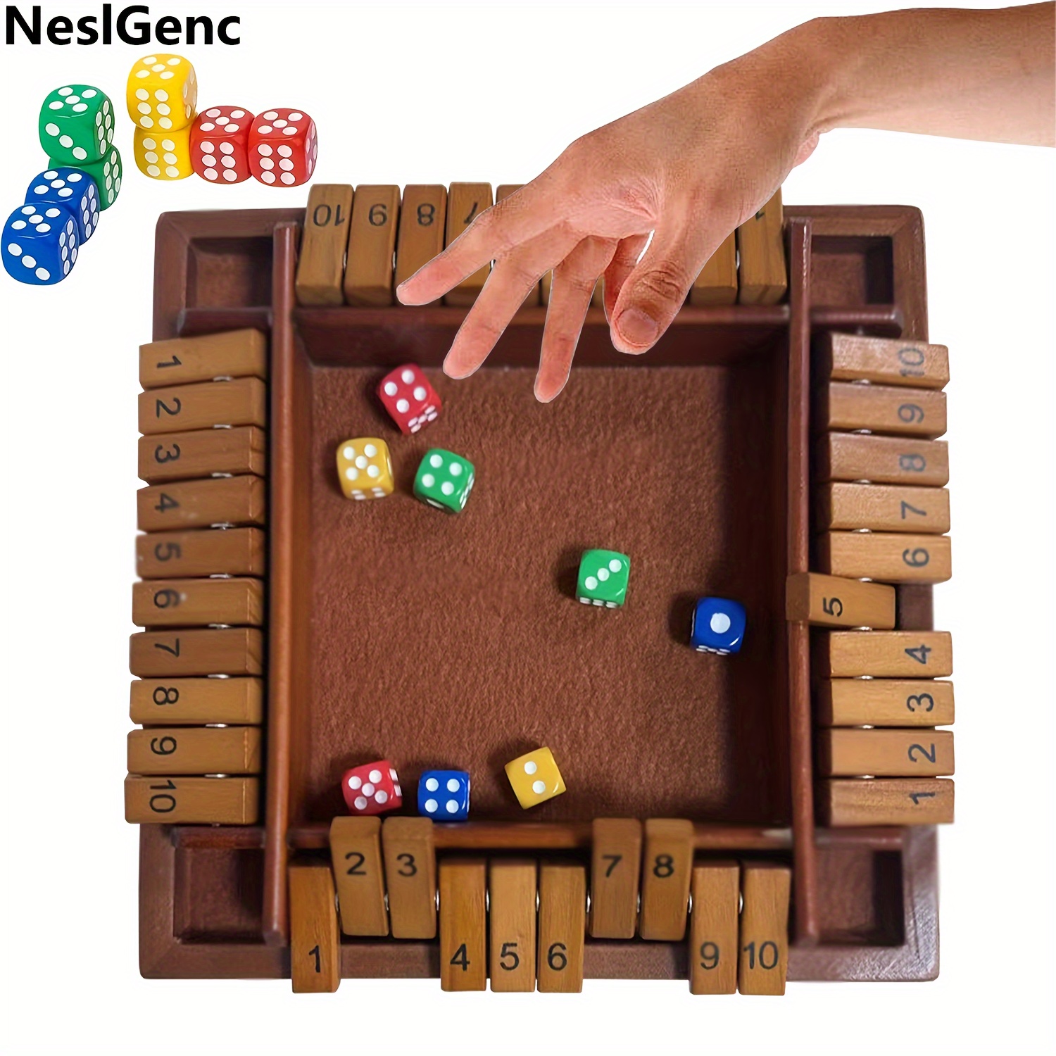 

Neslgenc Mini 4-player Wooden Dice Game - Retro Travel With Flip Cards, Family & Party Fun, Ideal Gift For Thanksgiving & Christmas