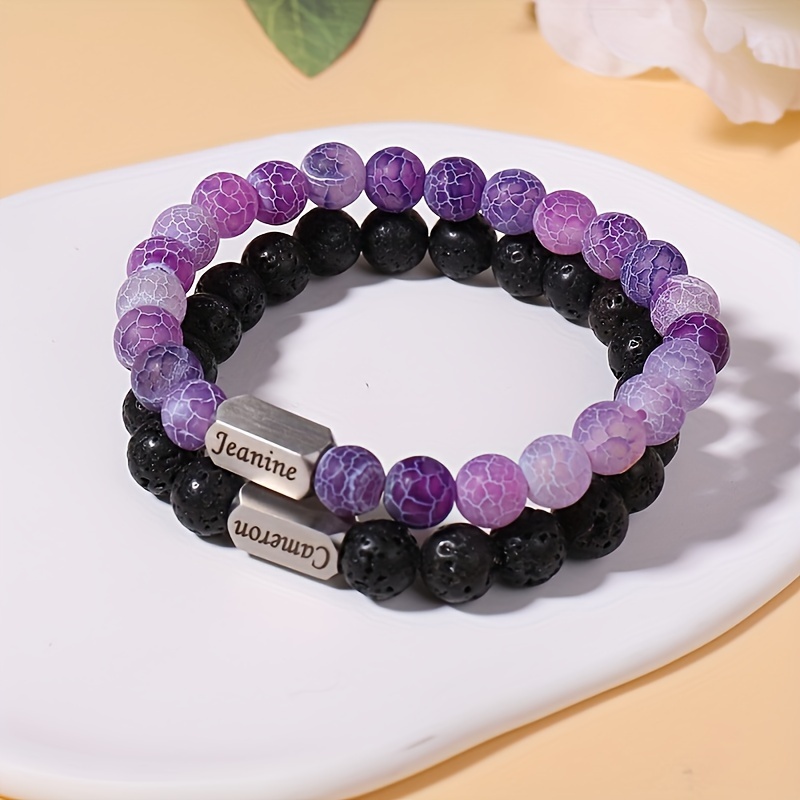 

Bracelet personnalisé, conçu avec des perles de cristal naturel, il vous suffit de nous envoyer le contenu et vous obtiendrez votre bijou personnalisé, bijou unisexe