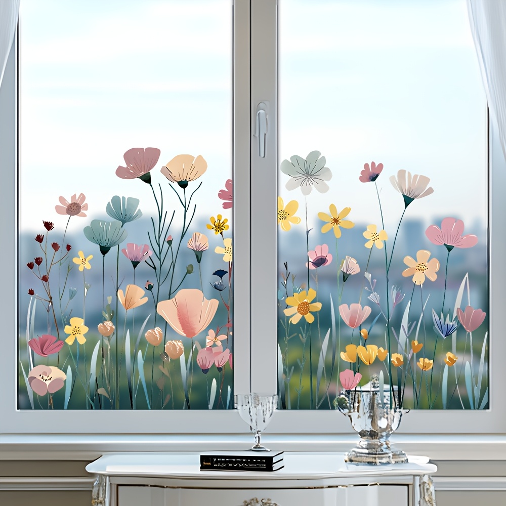Morandi Floral Glass Sticker Gentle Style Translucent Window Sticker