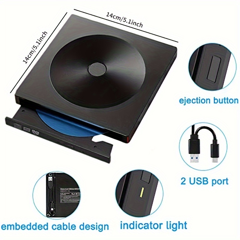 محرك أقراص خارجي USB3.0 CD DVD +/ RW سرعة عالية جداً: واجهة - Temu Bahrain