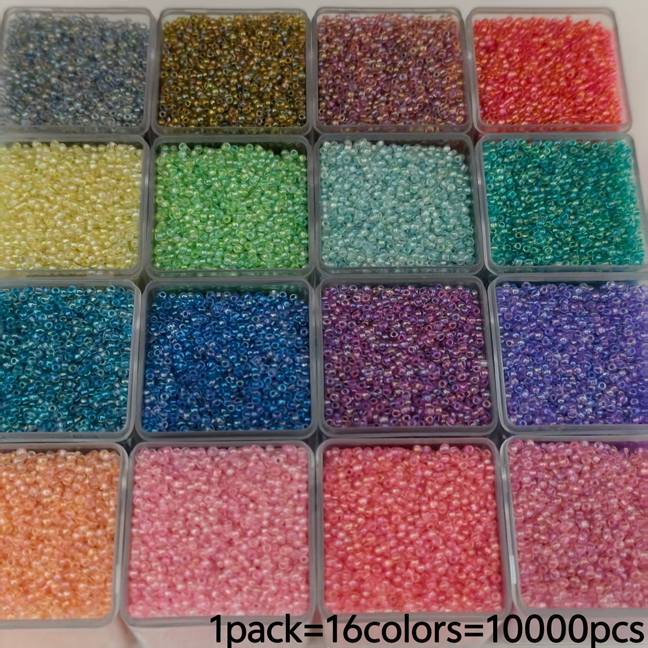 TEMU 10000pcs 16-color Assorted 1.8mm Seed Bead Glass Rice Beads Bulk, For Bracelet Earrings, Valentine's Day Gift Set For Mom Bead Ornaments Jewelry