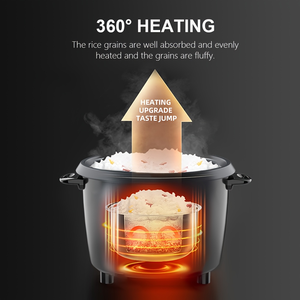 Elecpro Large Rice Cooker 10 Cups & 1.8L Uncooked | Cooks for 1-10 People, Glass Lid, Removable Food-Grade Non-Stick Pan, Aluminum Steamer for Soups, Stews, Grains, and Oatmeal