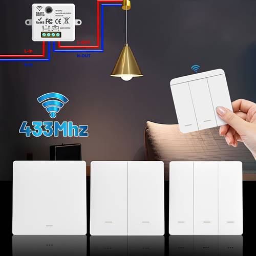 wireless light wall switch relay receiver rf 433mhz 1 2 panel switch remote for control for led lamp 10a 110v 220v