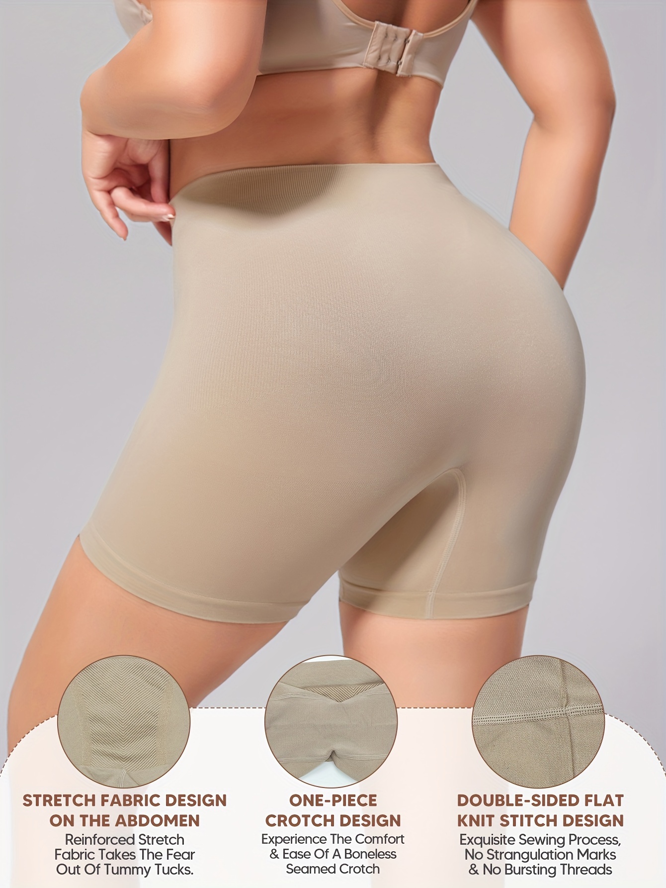 Plain Stretchy Butt Lifting Shaping Shorts, High Waist Tummy Control  Breathable Shapewear Shorts, Women's Underwear & Shapewear