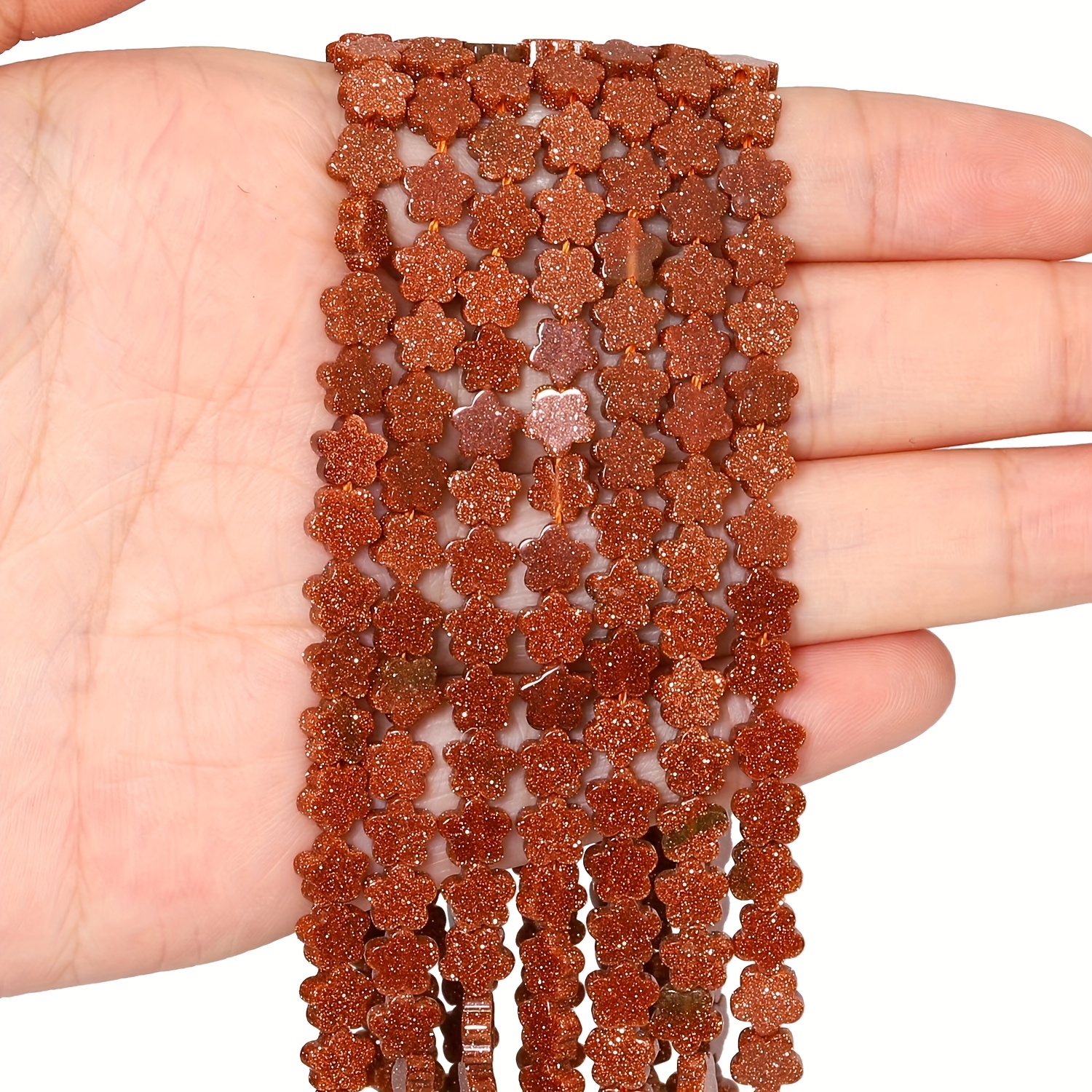 Golden Sandstone Flower Beads for Jewelry Making