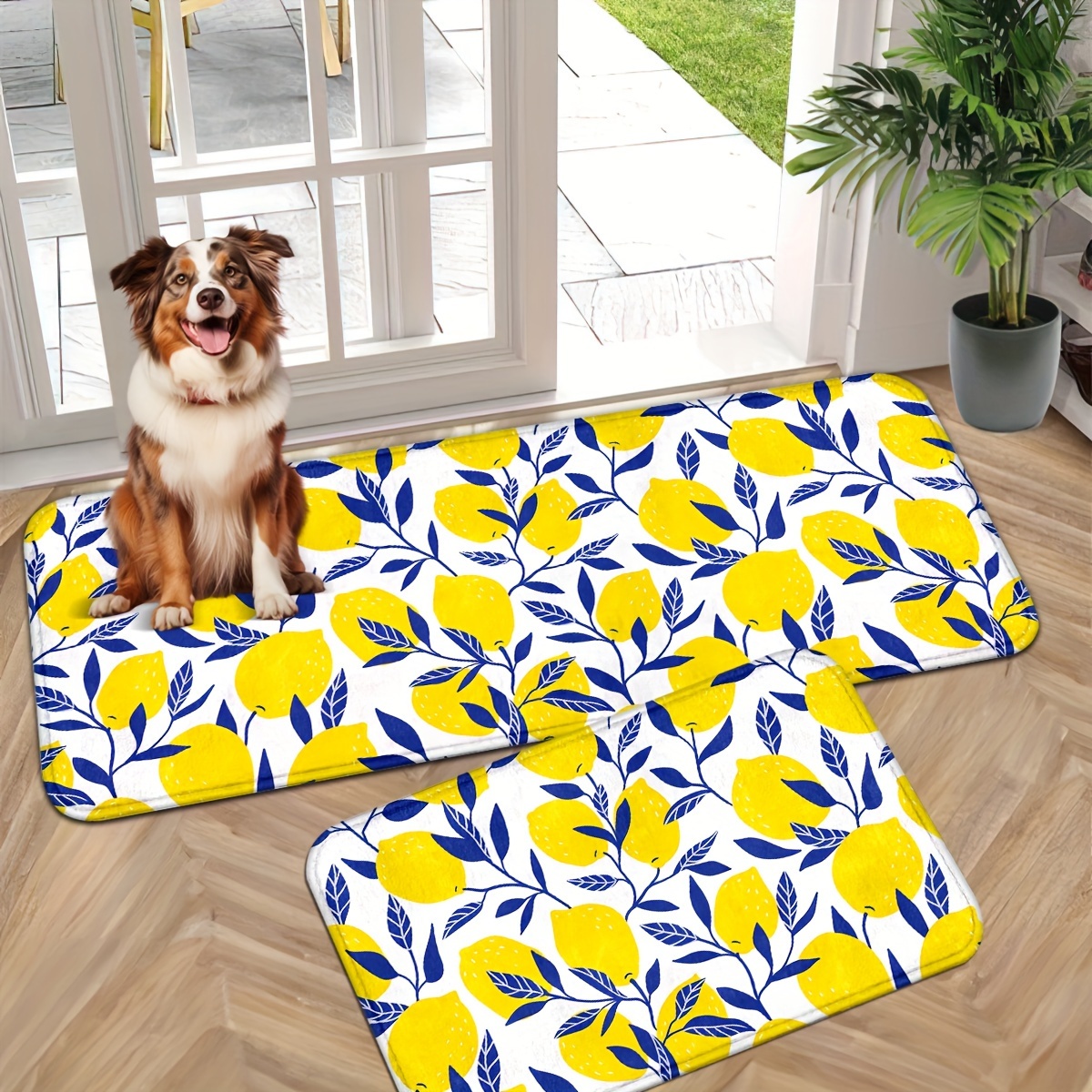 

Lemon Printed Kitchen Mats - Non-slip, Machine Washable Knit Polyester Rugs - Durable And Comfortable Runner Carpets For Home, Office, Sink, Laundry Room - Spring Decor, Multiple Sizes Available