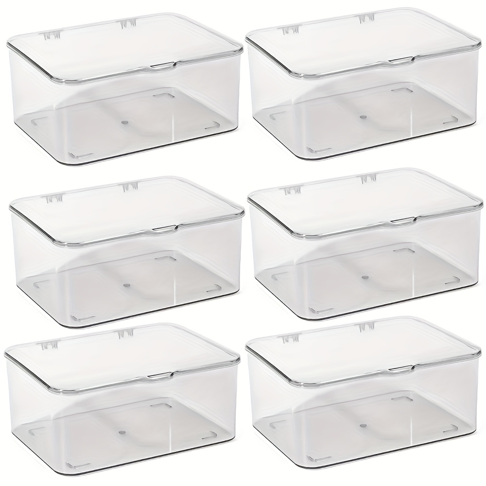 TEMU 2-6pcs Large Stackable Storage Boxes, Transparent Plastic Storage Box With Lid, Home Office Additions Organizer, For Kitchen Food, Cosmetics,
